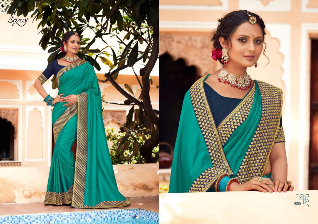 Saroj Trinetra Ocassion Festive Wear Vichitra Silk Designer Latest Saree Collection